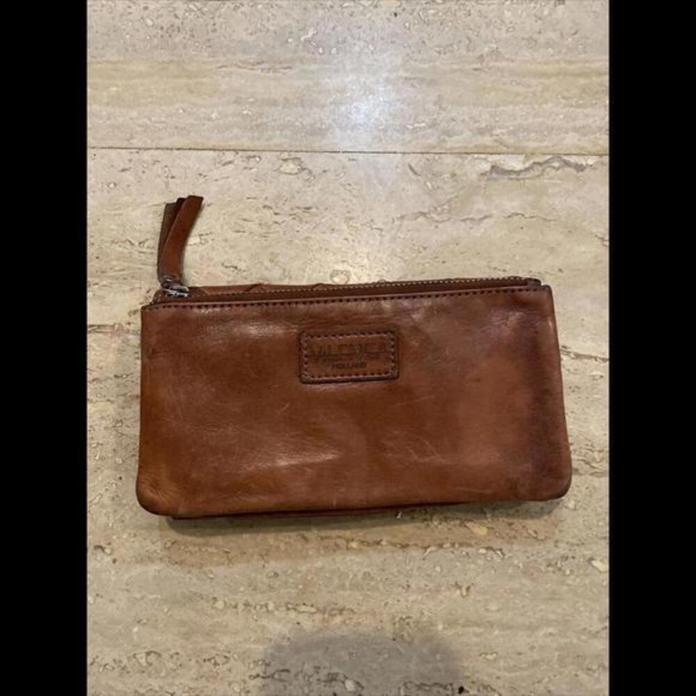 VILENCA Holland Weaved Leather‎ Wallet, Brown 7x3.5”